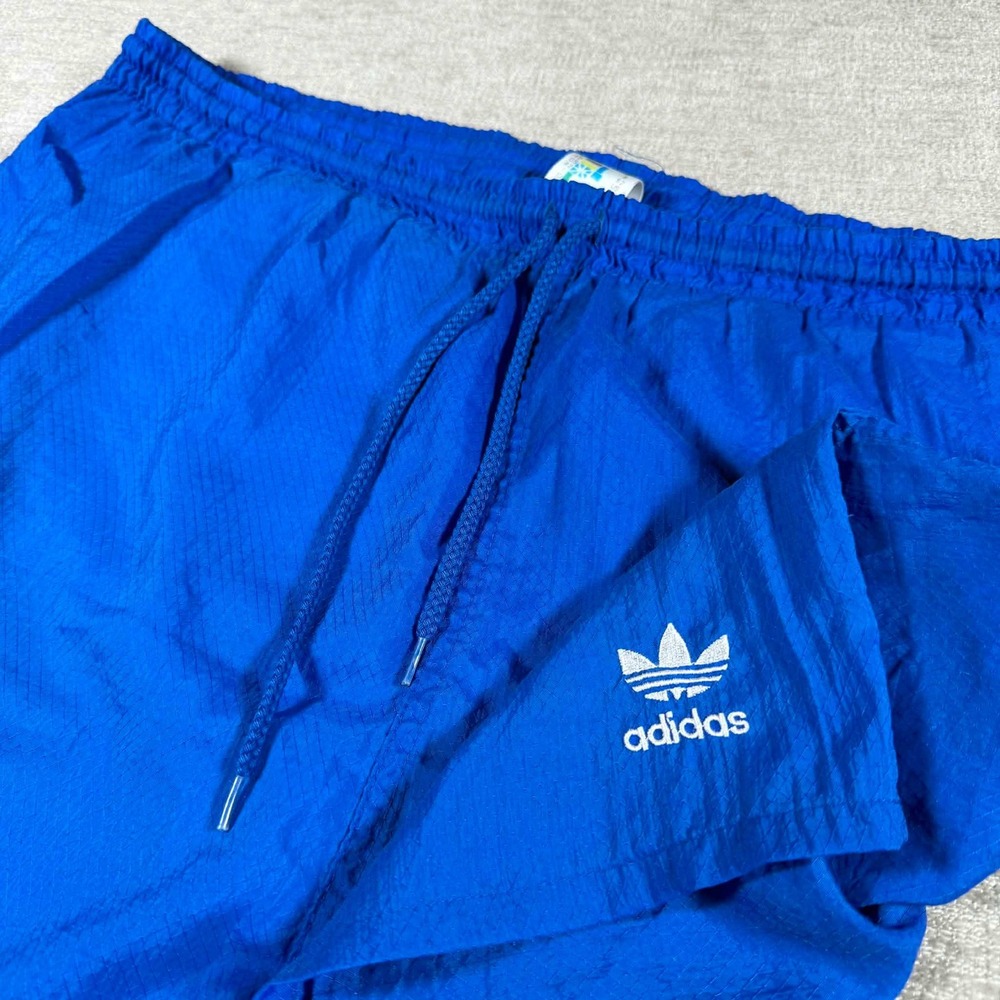 NEW! Adidas Shorts Mens XL Blue 38/4 Vintage Trefoil Nylon Ripstop Athletic Gym